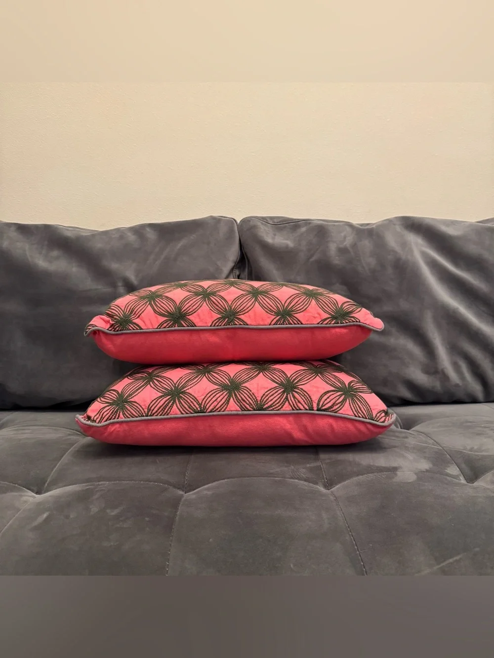 Set of 2 Lumbar Embroidered Accent Pillows